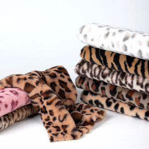 100% Polyester Customized Printed Faux Rabbit Fur Fabric For Garment Home
