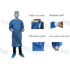 China SMMS Disposable Surgical Gown , Fluid Blood Impermeable With Hand Towels For Surgery on sale