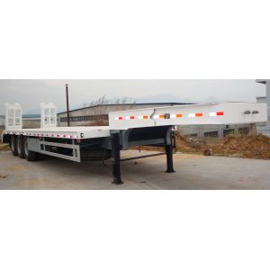 Transporting Construction MAchinery ISO CCC Low Flat Bed Trailer With 3 FUWA