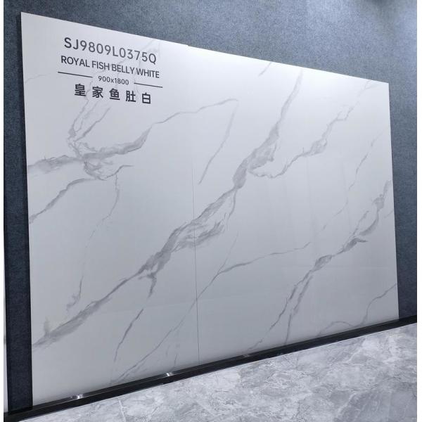 Carrara White Polished Glazed Porcelain Tile 900x1800x9mm