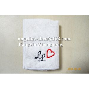 Microfiber white face towel with small embroidery logo