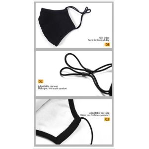 Elastic Ear Loop Washable Copper Ion Mask / Reusable Black Copper Washable Mask