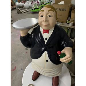 China Chef, waiter, parrot sculpture themed restaurant IP doll store FRP custom sculpture with pirate style on sale