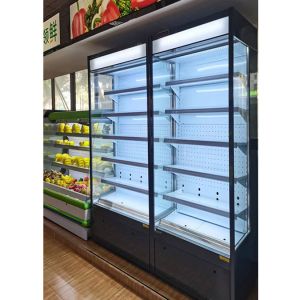 Grocery 4 Display Shelves Cold Drink Multideck Open Chiller With LED Lighting