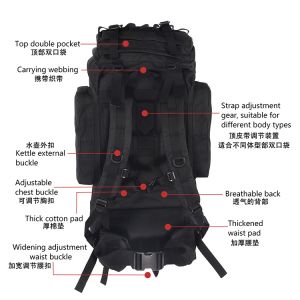 65L Large Capacity Mountain Climbing Backpack / Oxford Tactical Camping Backpack