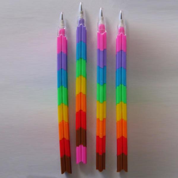 Colorful Stacker Swap 8 Color Section Building Block Non-Sharpening Pencil