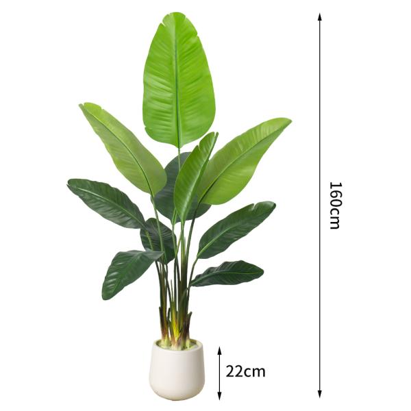 Artificial Bird of Paradise Plant 6.8FT - Luxury Faux Palm Tree in White Planter for Indoor Office Decor