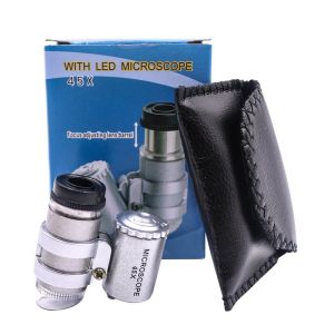 Mini 45x Microscope Magnifying With LED Light Pocket Jeweler Loupe