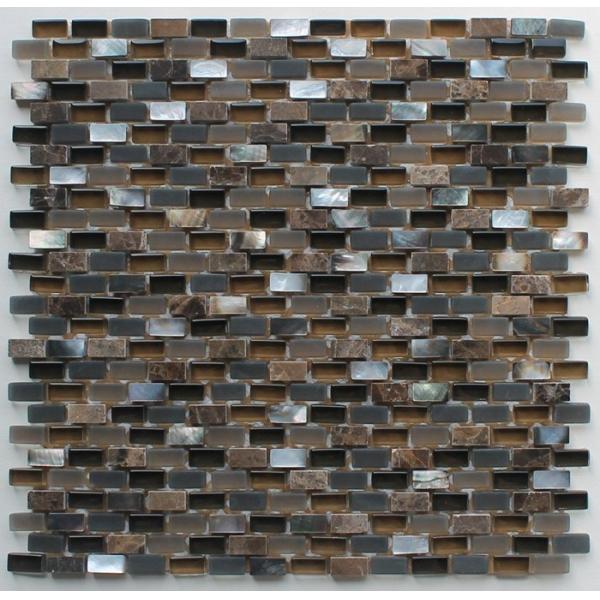 Quality Coffee Stone Glass Kitchen Mosaic Tiles , Interlocking Fireplace Mosaic Tile wholesale