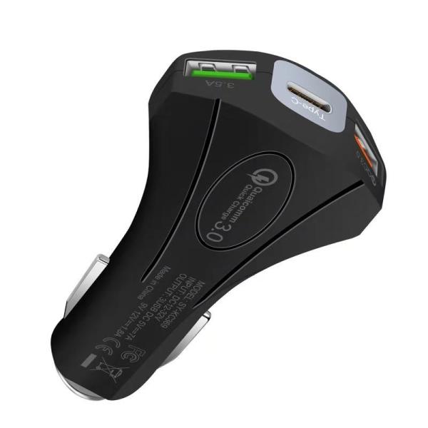 Quality 7A 3 USB CAR CHARGER  QC3.0 TYPE-C+ USB Universal Compatible USB CAR CHARGER for all electronics cheap price model 369 wholesale