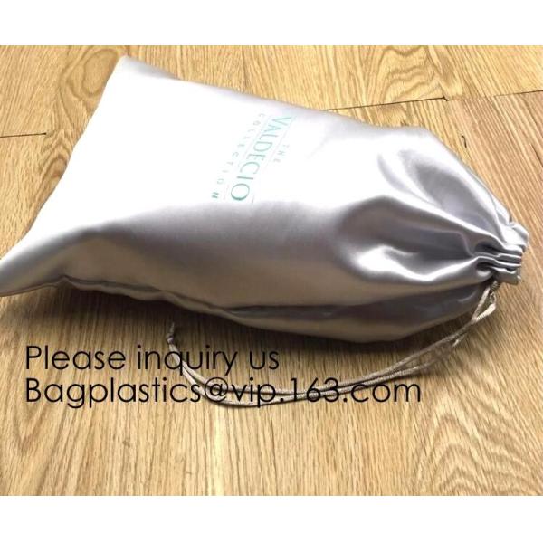 Satin Cosmetic Bag With Printing,Silver Satin Hair Collection Bag,Drawstring bag For Hair Packaging Dust Bag For Shoe