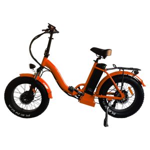 China Mens Mini Folding Electric Hybrid Bike Orange 48v Electric Folding Bicycle With Pedal Assist System on sale