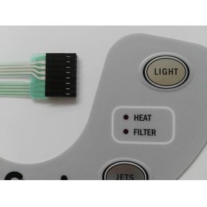 Small size Thin Film Metal Dome LED Membrane Switch 4 Key With 8 Pin Female Tin