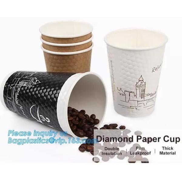 Diamon paper cup, double insulation, film leakproof, thick material,Thick hot