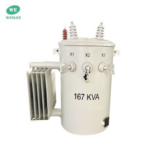 China 167Kva Pole Mounted Distribution Transformer  Single Phase Step Down 12.47KV  2 Wire Oil Immersed  IEEE Standard on sale