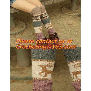 winter leg warmers loose socks wool blend button down pierced decoration boot