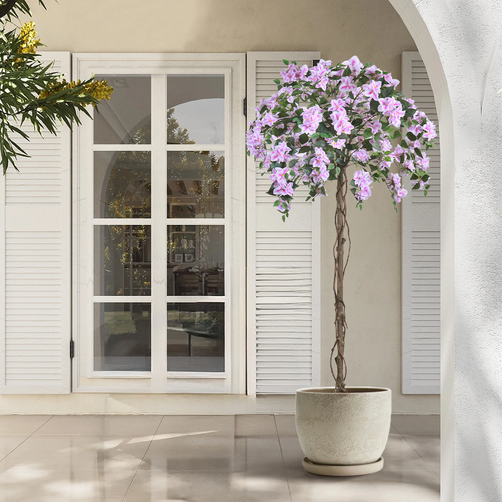 Artificial Light Pink Bougainvillea Tree, 47/63/75 inch, UV Resistant Faux Plant for Outdoor & Indoor Decor, Wholesale Fake Flower Tree