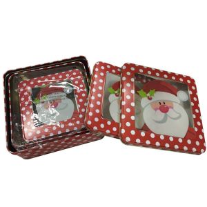 Holiday Tin Box with Window Michael Tins Wedding Favor Tins Square Cake Tins