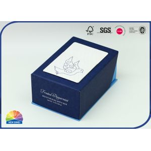 Custom Printed Blue Foil Hot Stamping Hinged Lid Cardboard Box