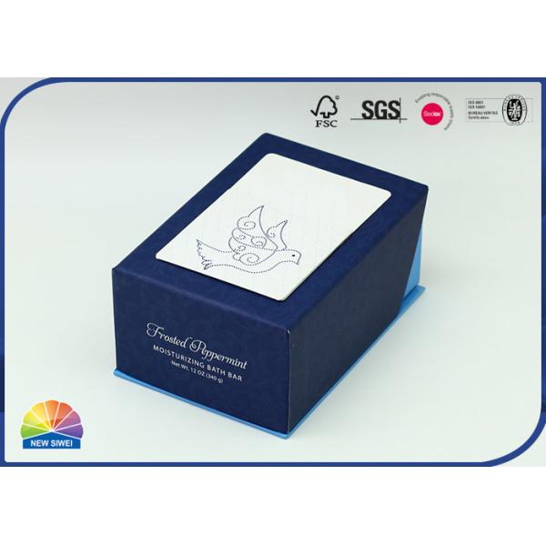 Quality Custom Printed Blue Foil Hot Stamping Hinged Lid Cardboard Box wholesale