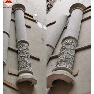 Cheap American Style Granite Marble Covering Pillar Carving Hollow Round Column at Yunfu Sale for sale