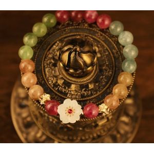 14cm - 16cm Colorful Tourmaline Bracelet Jade Flower Bracelet