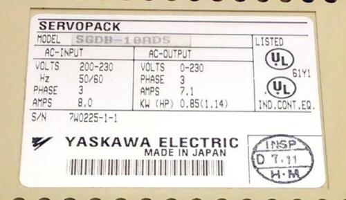 Yaskawa SGDB-10ADS AC SERVO AMPLIFIER 200-230V 8A 0.85KW 3 PHASE NEW
