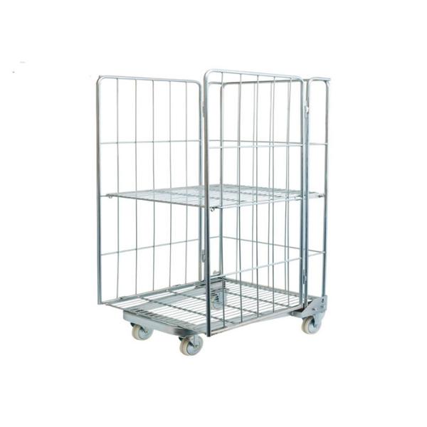Quality Stackable Roll Cage Trolley Folding 4 Sided Material Handling Mobile Cage Trolley wholesale