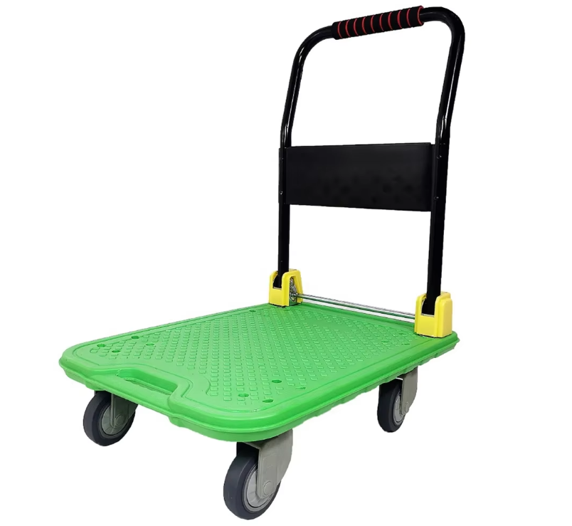 China 300kgs Factory Platform Trolley Plastic Hand Cart for Warehouse Easy Moving Professional Machine Tool Movers Carry Cargo Storage on sale