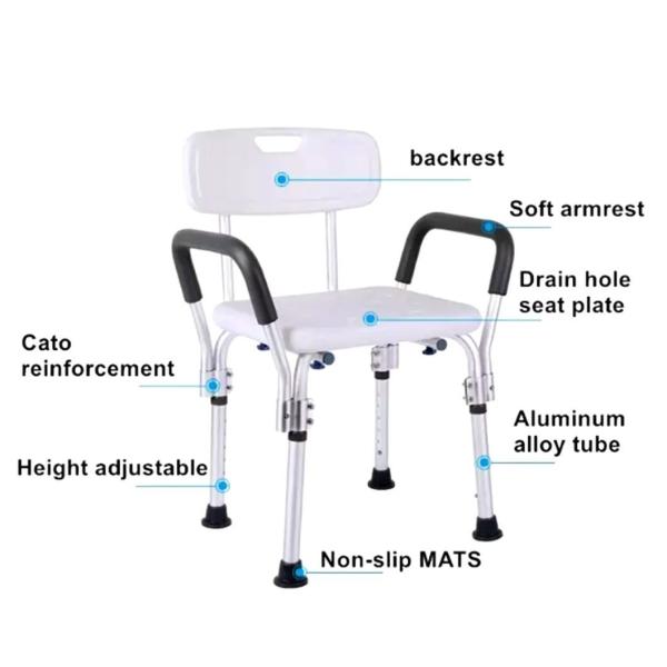 Conveniently Aluminium Fold Up Shower Seat For Disabled 56*43*73cm Water Resistant