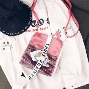 Japanese custom pu transparent bag creative bag street photo personality single