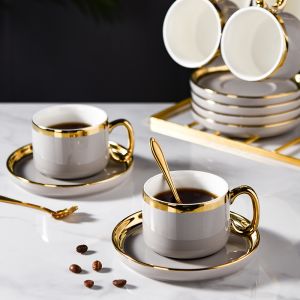 China Classic Design Style Customized Ceramic Cup And Saucer For Occasion Business Gifts on sale