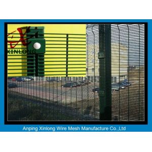 PVC Coated Welded 4mm Heat Treated Metal Security 358 Fence With Barbed Wire