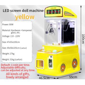 Yellow Customized Mini Claws Commercial Coin-operated Plush Toy Arcade Game