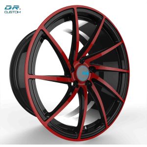 PCD 120 18 Inch Monoblock Wheels 6061 T6 Alloy Red Black Face