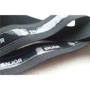 Fashion Polyester Soft Elastic Band , Black Elastic Tape With Screen Printing