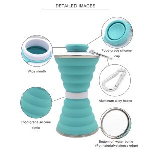 500Ml Silicone Expandable And Foldable Drinking Water Bottle