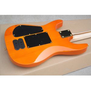 Factory Custom Orange Electric Guitar with Floyd Rose,3 Pickups,No Frets Inlay