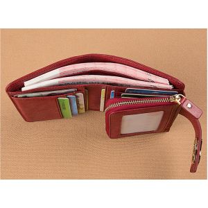 China Purse lady short 2019 leather zipper folding card bag integrated fashion women's multi-function small wallet on sale