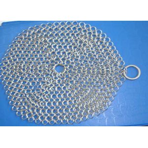 Cheap Polished 304 Wire Stainless Steel Chainmail Scrubber For Pie Pan Round Shape for sale