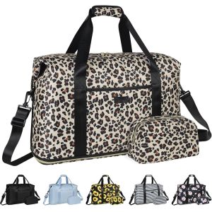 Leopard Expandable Large Weekender Overnight Waterproof Carry on Shoulder Tote