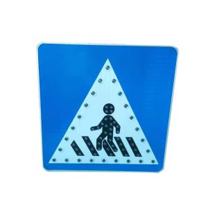 Cheap Aluminum Blue 1000 Meters 5mm LED Solar Pedestrian Crossing Sign for sale