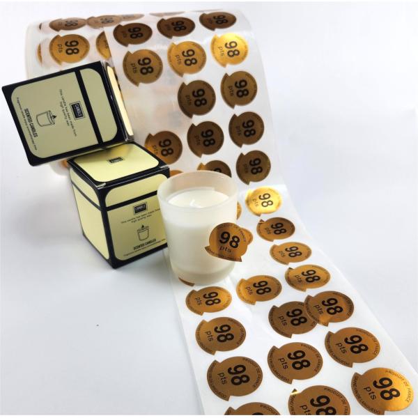 Luxury Gold Foil Printed Embossed Adhesive on Candle Wine Cosmetic Perfume Bottle Labels Roll