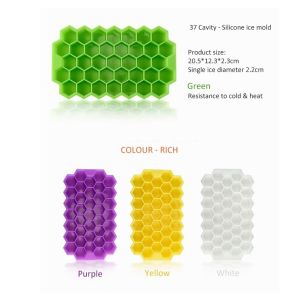 Sustainable Ice Cream Makers Hot Foldable 37-Cavity Honeycomb Silicone Ice Tray