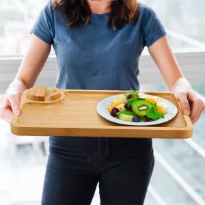 Countertop Serving Bamboo Platter Tray Plate Dish Rectangle