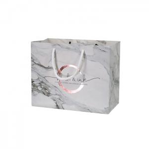 Cheap Custom Rose Gold Marble Boutique Gift Paper Carry Bags With Logo Printed for sale