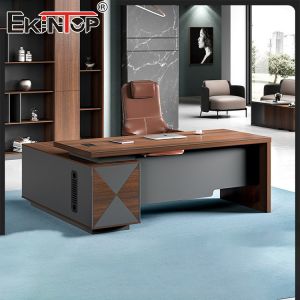 China Classic Style Walnut Executive Office Desk Large Desk With Drawers on sale