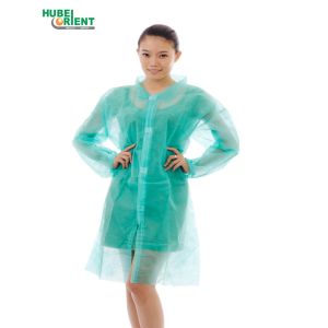 Cheap Disposable Medical 25gsm Nonwoven Lab Coat With Velcro Closure for sale