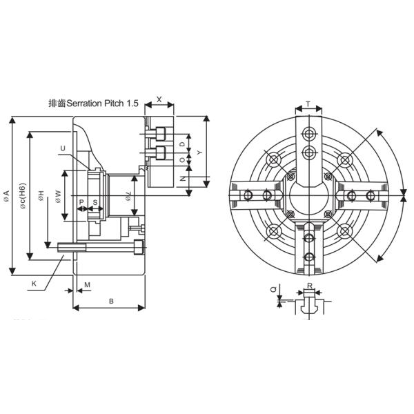 NIT-200 4-JAW THROUGH HOLE POWER CHUCK ADAPTER INCLUDED