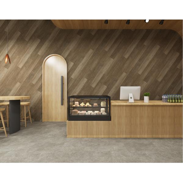 GKBM FT-W29135-1 1220mm Anti-slip Wear Resistance Brown Oak Splicing Wood Grain Stone Vinyl Composite Click SPC Flooring